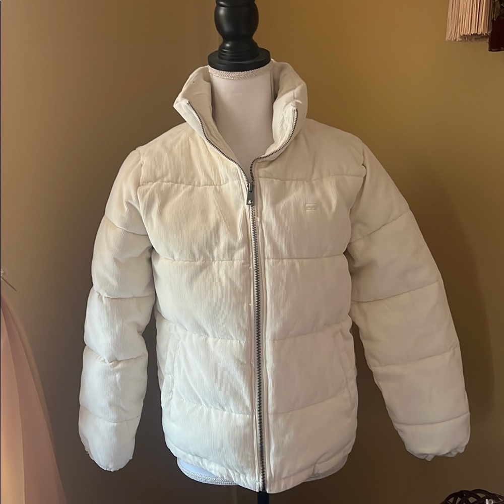 White Puffer Jacket XS Corduroy thickly lined